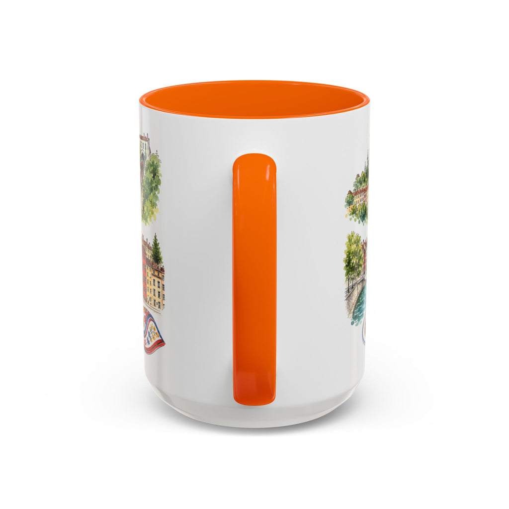 Lyon Illustrated Travel Mug | City Souvenir Accent Coffee Mug | 11oz 15oz Ceramic Cup