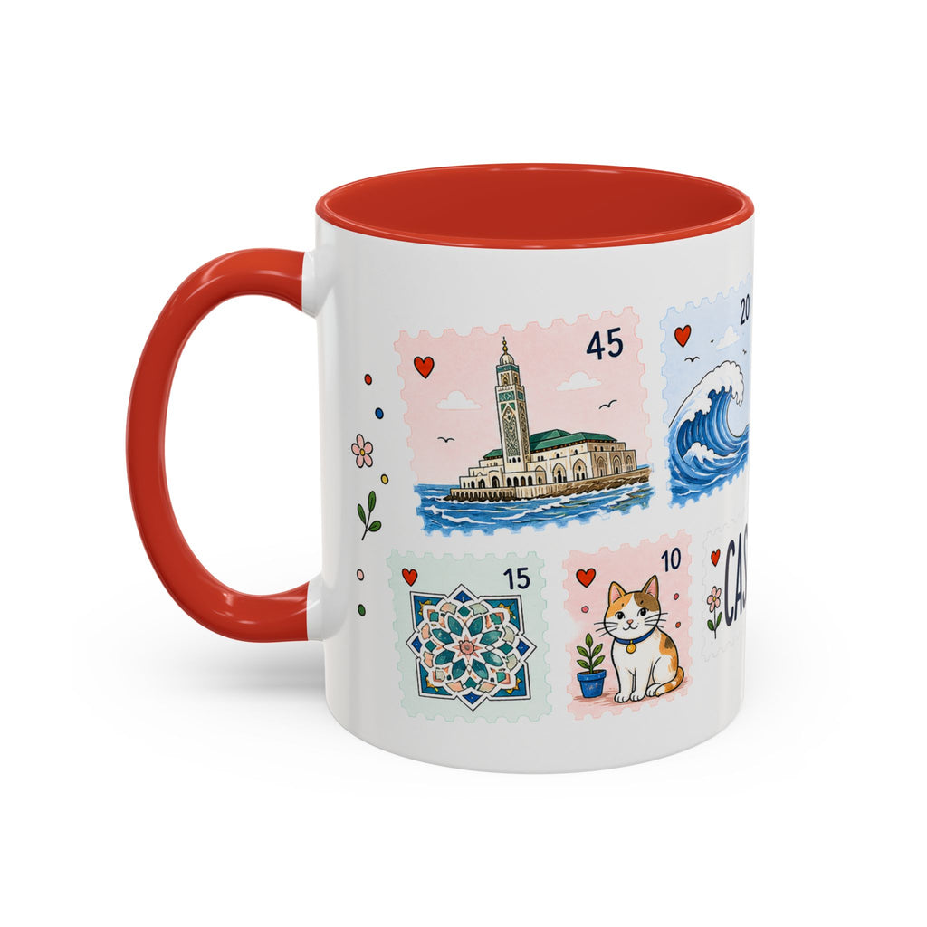 Casablanca Coffee Mug | Postage Stamp Collage Mug | Travel Souvenir Accent Cup 11oz 15oz