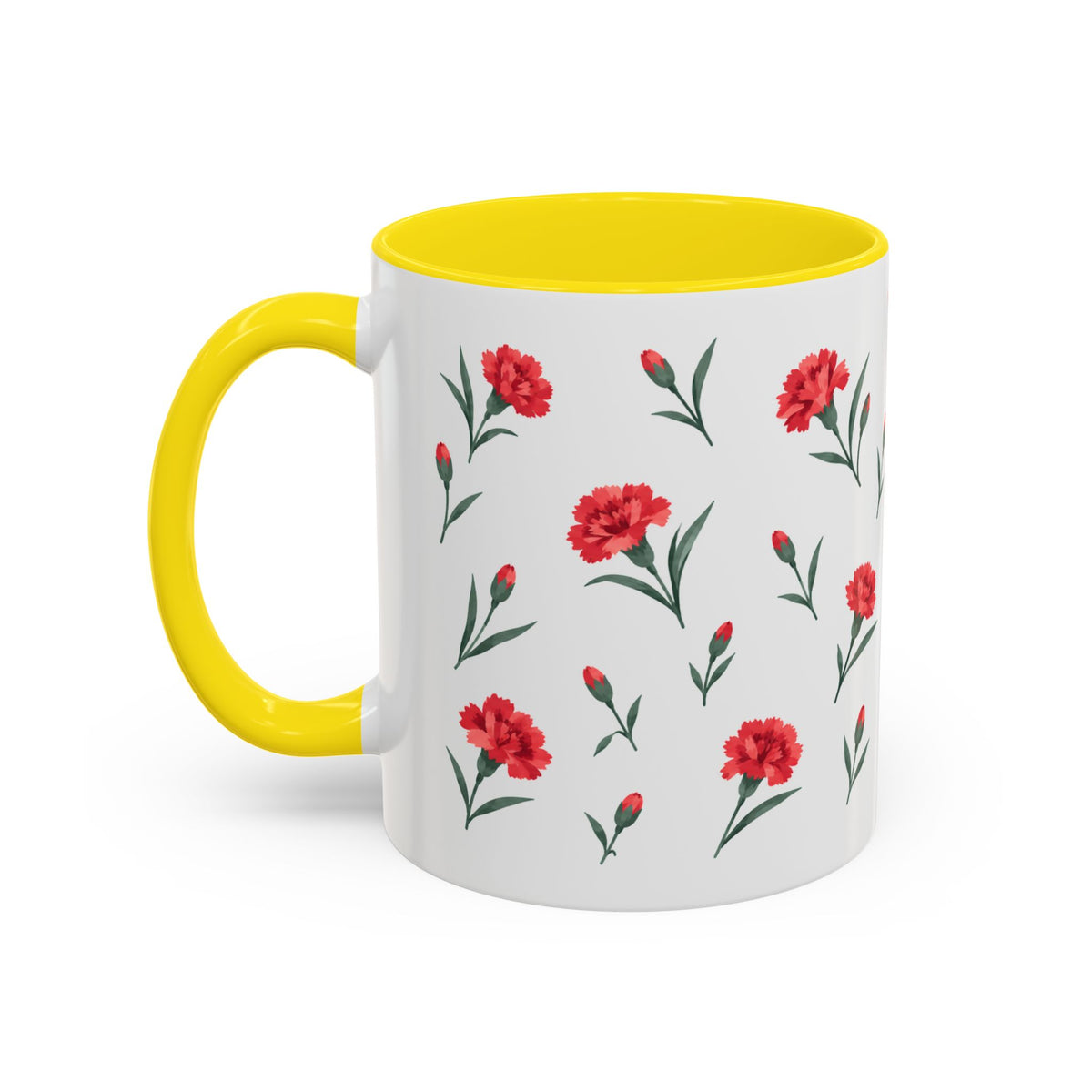 Ohio Scarlet Carnation Mug, State Flower Floral Coffee Cup, 11oz Botanical Gift