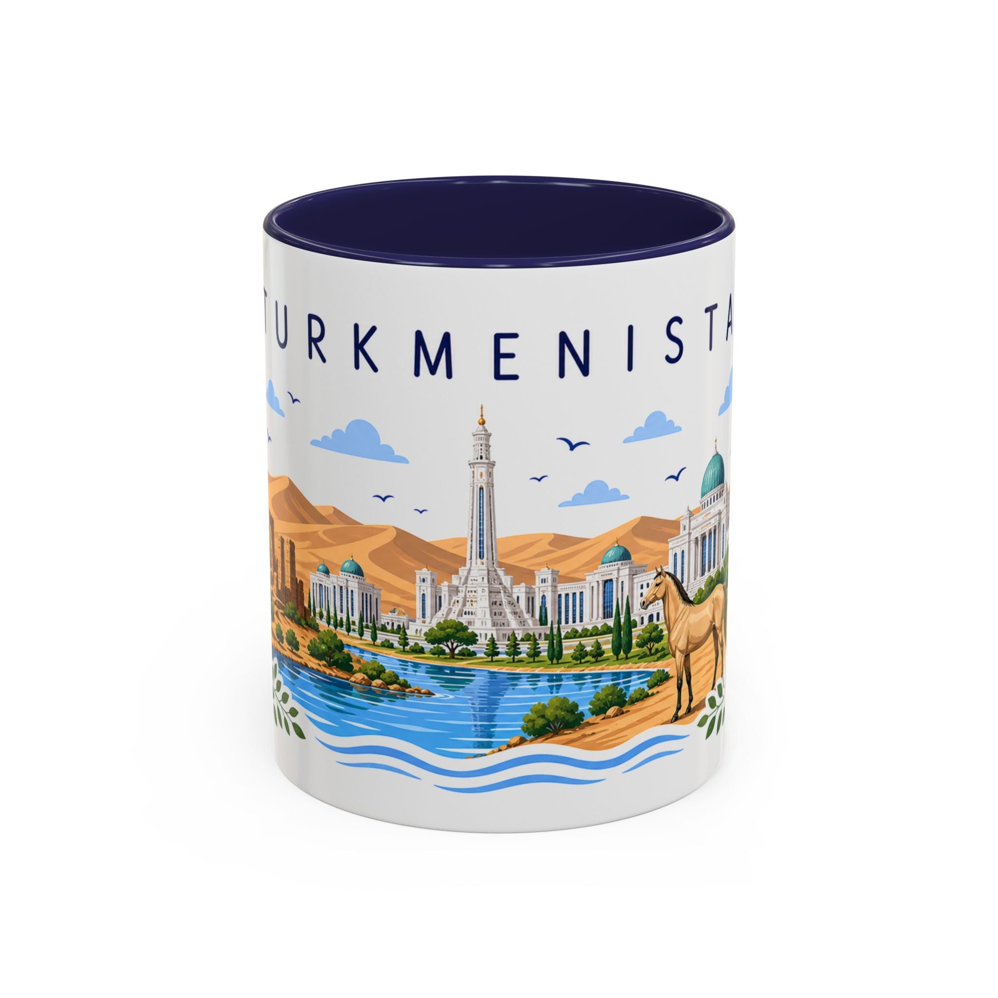Turkmenistan Coffee Mug | Travel Souvenir Accent Mug | Place Gift Ceramic Cup 11oz 15oz
