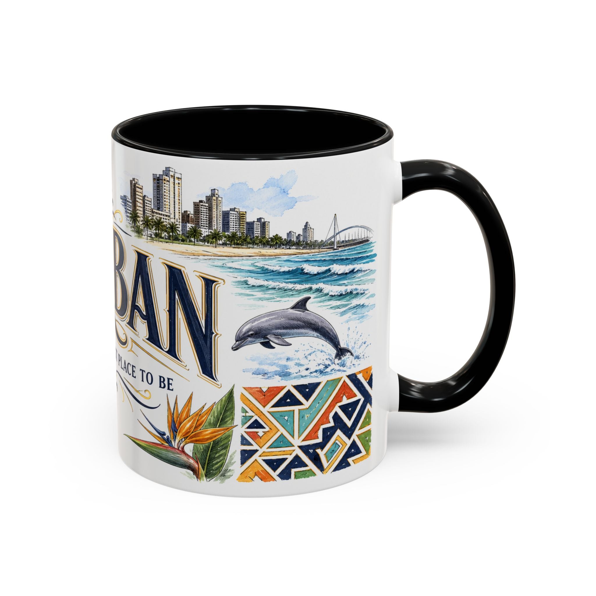Durban Coffee Mug | South Africa Travel Souvenir | Vintage Illustrated City Gift | 11 oz 15 oz Accent Mug