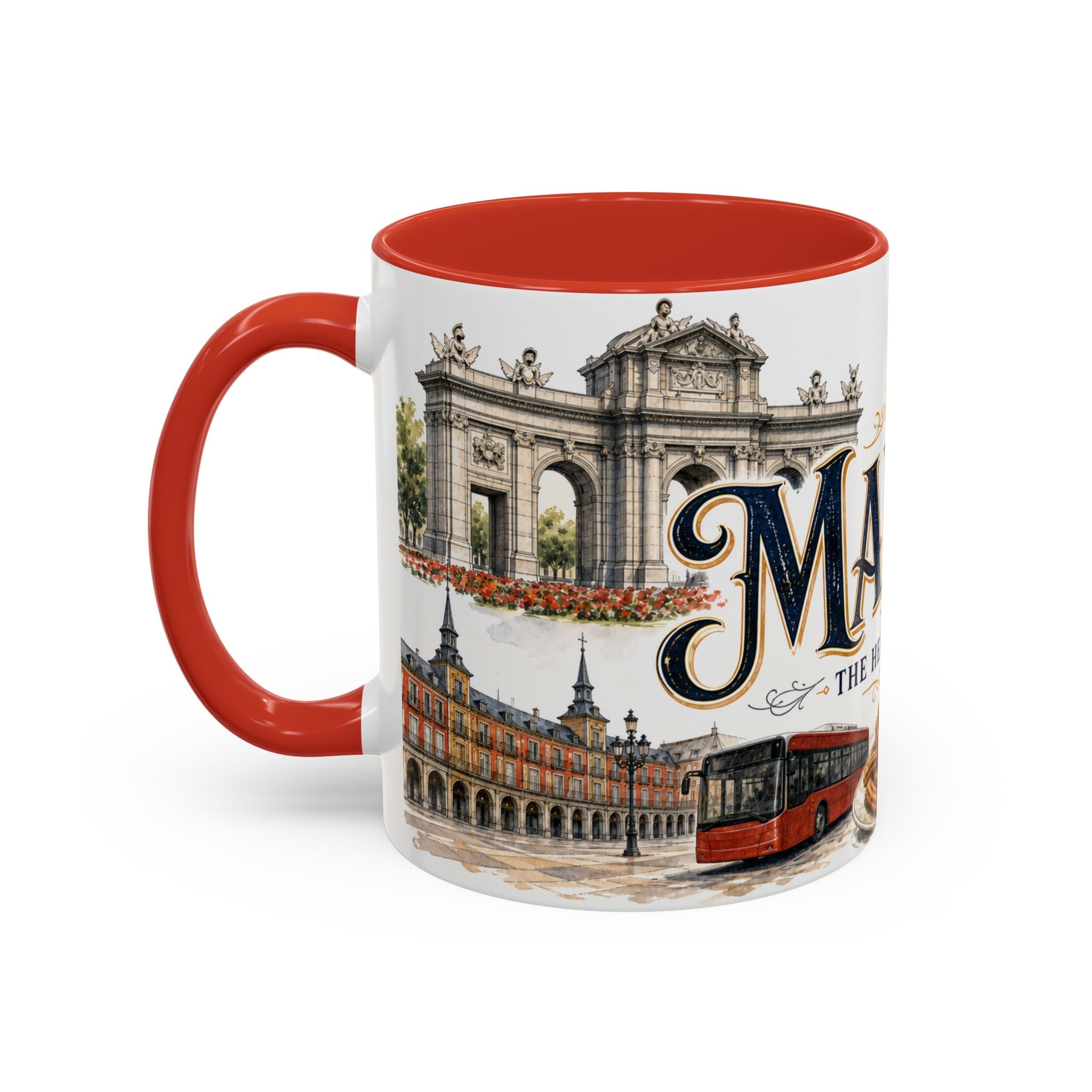 Madrid Coffee Mug | Spain Travel Souvenir | Vintage Illustrated City Gift | 11 oz 15 oz Accent Mug