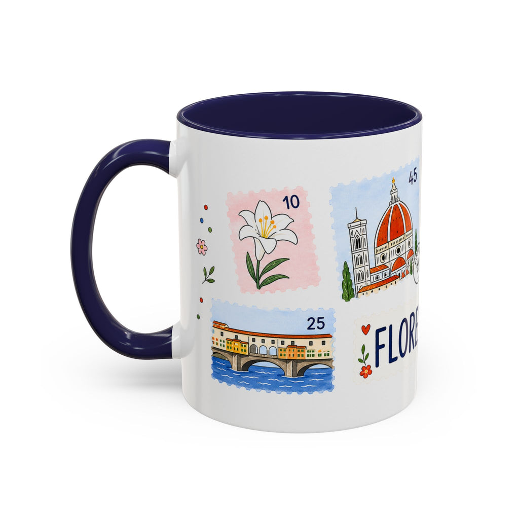 Florence Coffee Mug | Postage Stamp Collage Mug | Travel Souvenir Accent Cup 11oz 15oz