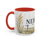 Nebraska State Mug | Moving Away, Long Distance Friendship Gift | Botanical Landscape Accent Mug