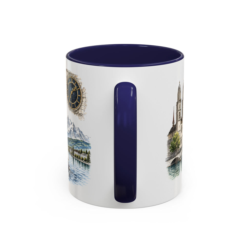 Zurich Coffee Mug | Switzerland Travel Souvenir | Vintage Illustrated City Gift | 11 oz 15 oz Accent Mug