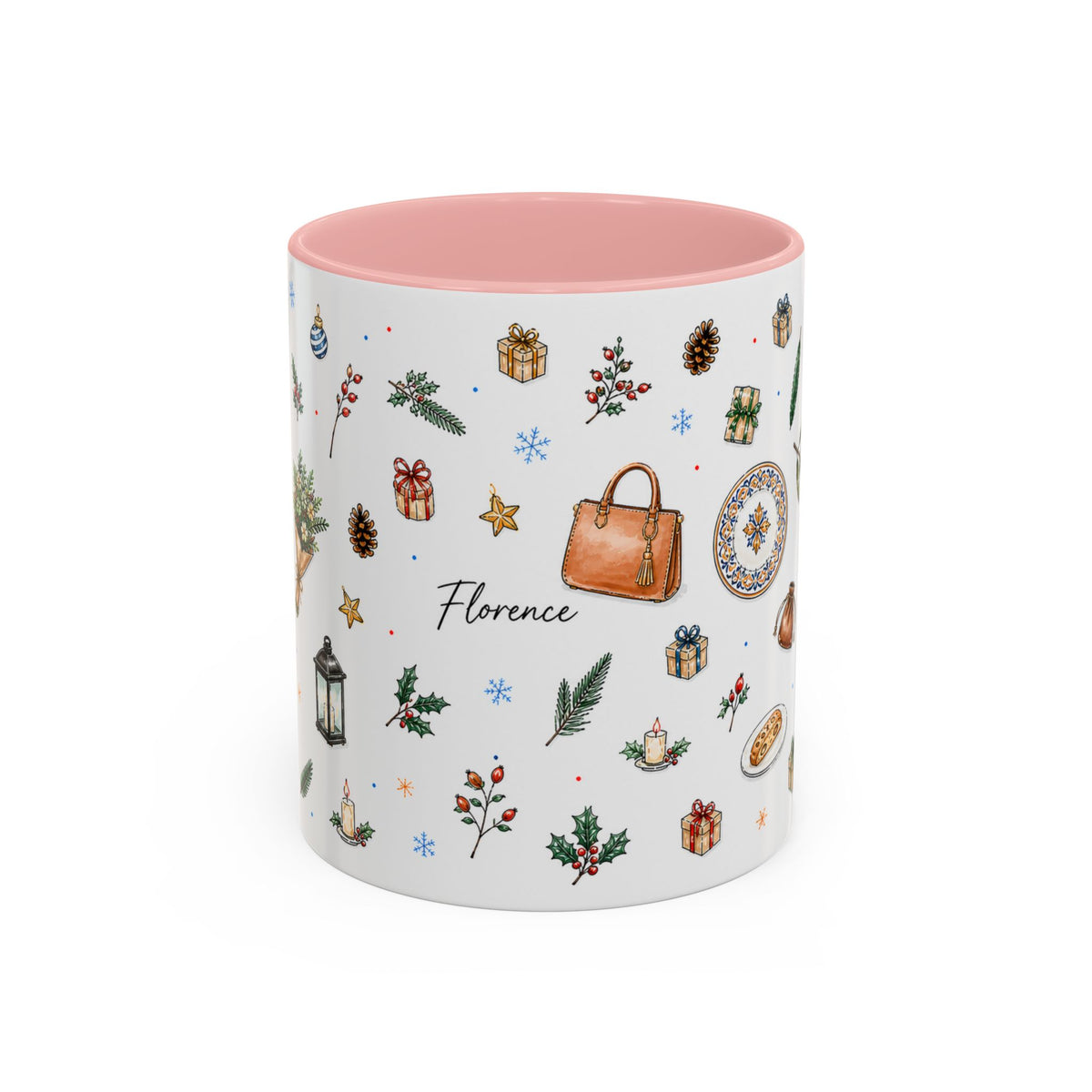 Florence Christmas Mug | Watercolor City Souvenir | Ceramic Coffee Cup (11oz 15oz)
