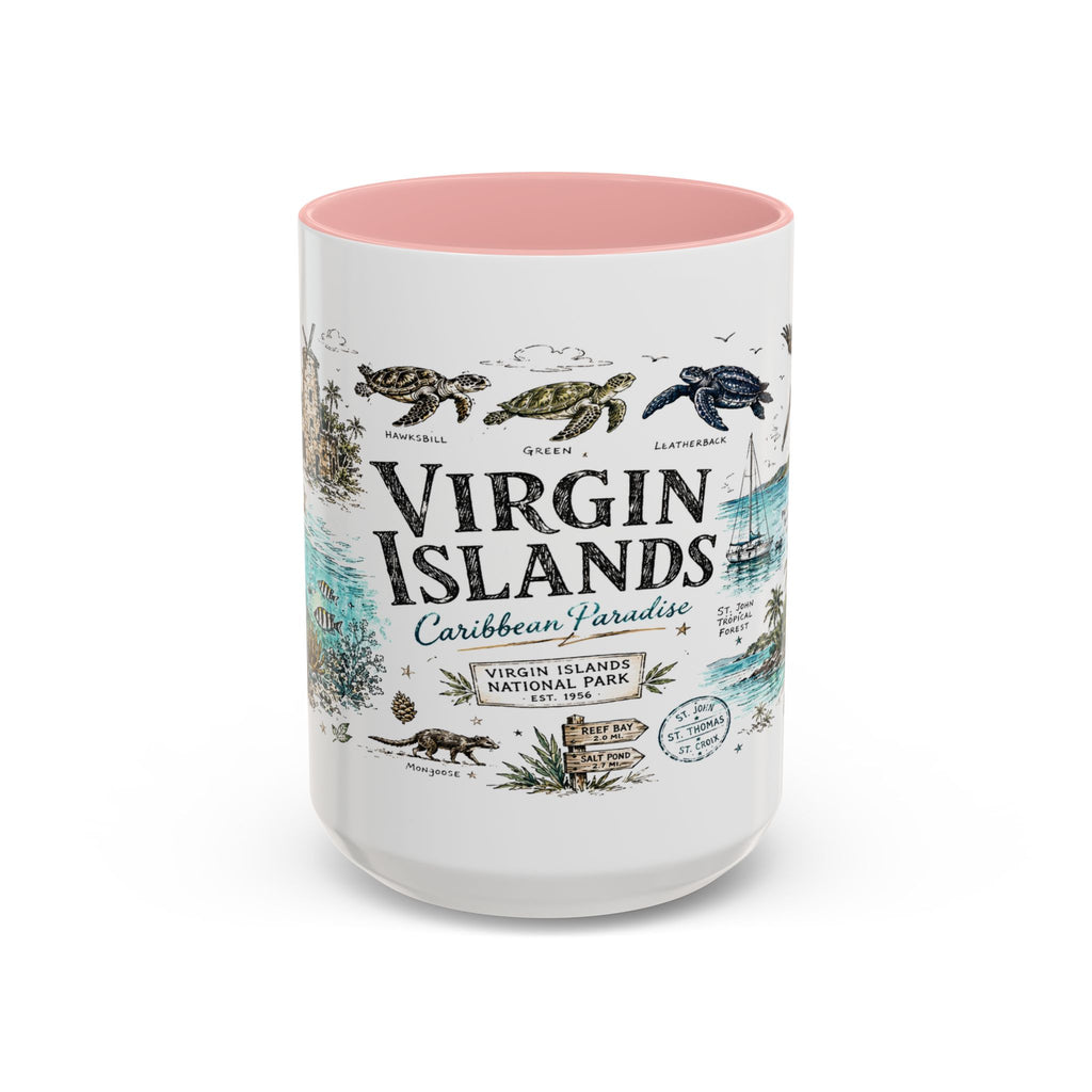 Virgin Islands National Park Coffee Mug | Caribbean Beach Snorkeling Reef Gift | Accent Color Ceramic 11oz 15oz
