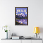 New Zealand Alps New Zealand Framed Poster | Vintage Travel Wall Art | Black Walnut White Frame | 16x24 20x30