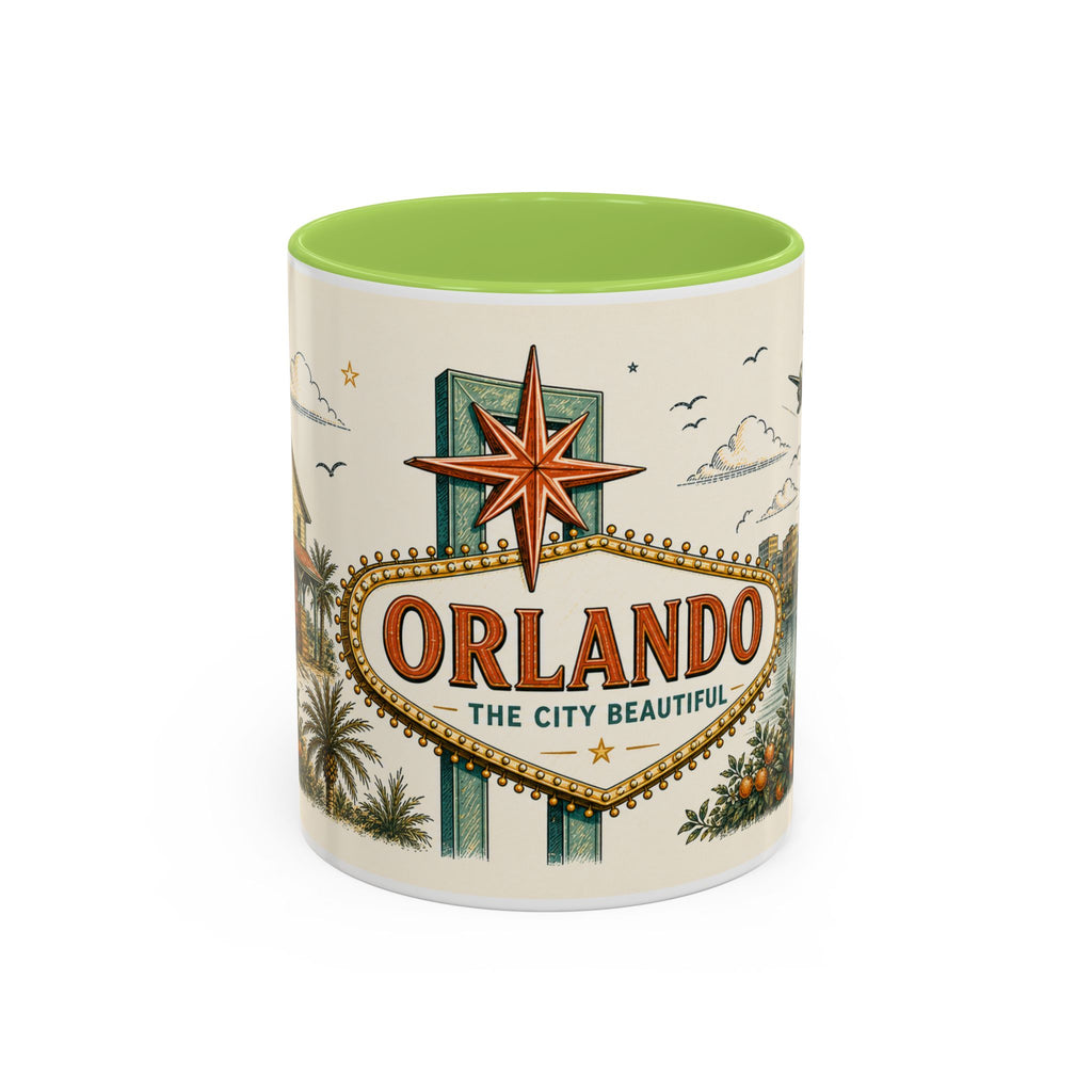 Orlando Coffee Mug | United States Travel Souvenir | Vintage Illustrated City Gift | 11 oz 15 oz Accent Mug