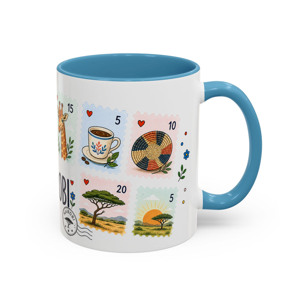 Nairobi Coffee Mug | Postage Stamp Collage Mug | Travel Souvenir Accent Cup 11oz 15oz