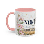 North Dakota State Map Mug | Prairie Rose Botanical Accent Coffee Cup