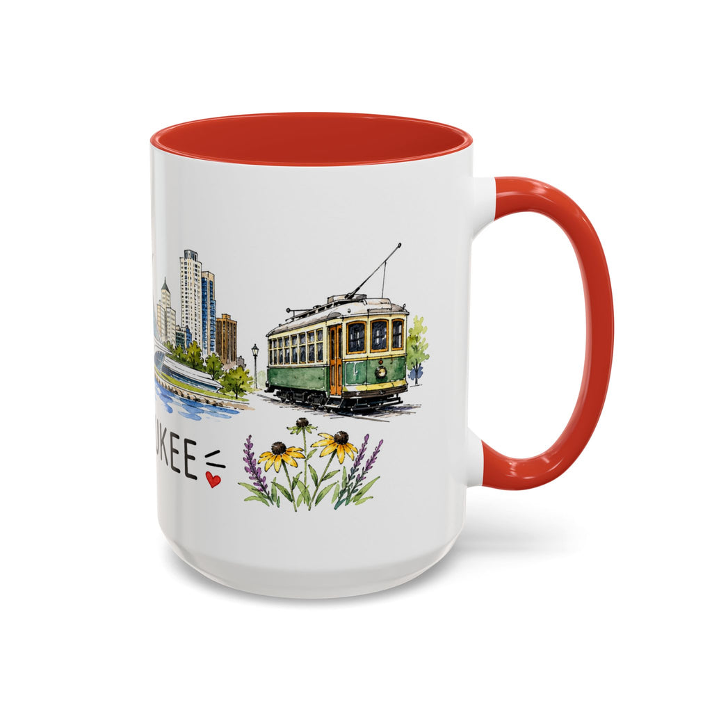 Milwaukee Illustrated Travel Mug | City Souvenir Accent Coffee Mug | 11oz 15oz Ceramic Cup
