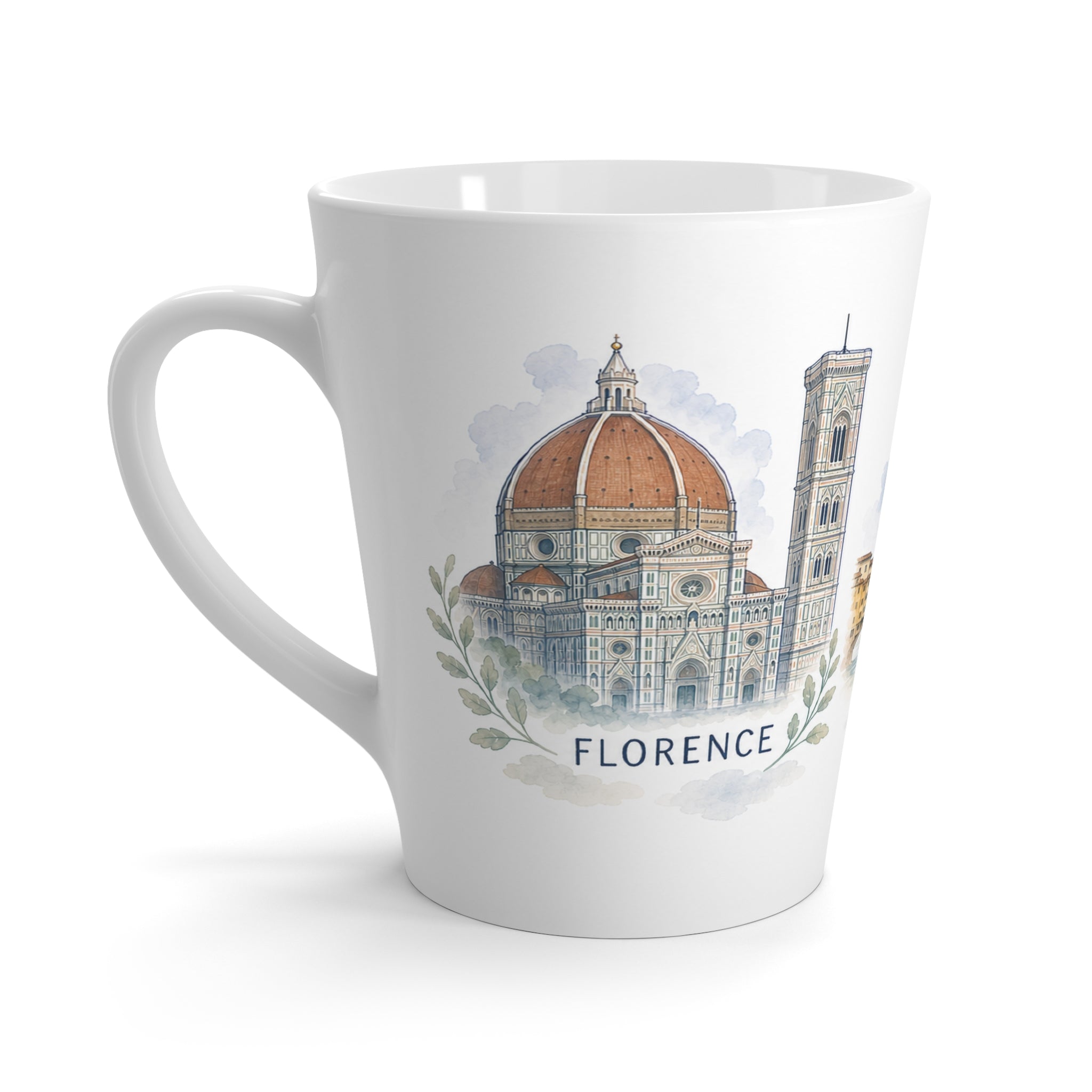 Florence Latte Mug | Watercolor City Travel Mug | 12 oz Ceramic Souvenir Gift