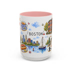 Boston Illustrated Travel Mug | City Souvenir Accent Coffee Mug | 11oz 15oz Ceramic Cup