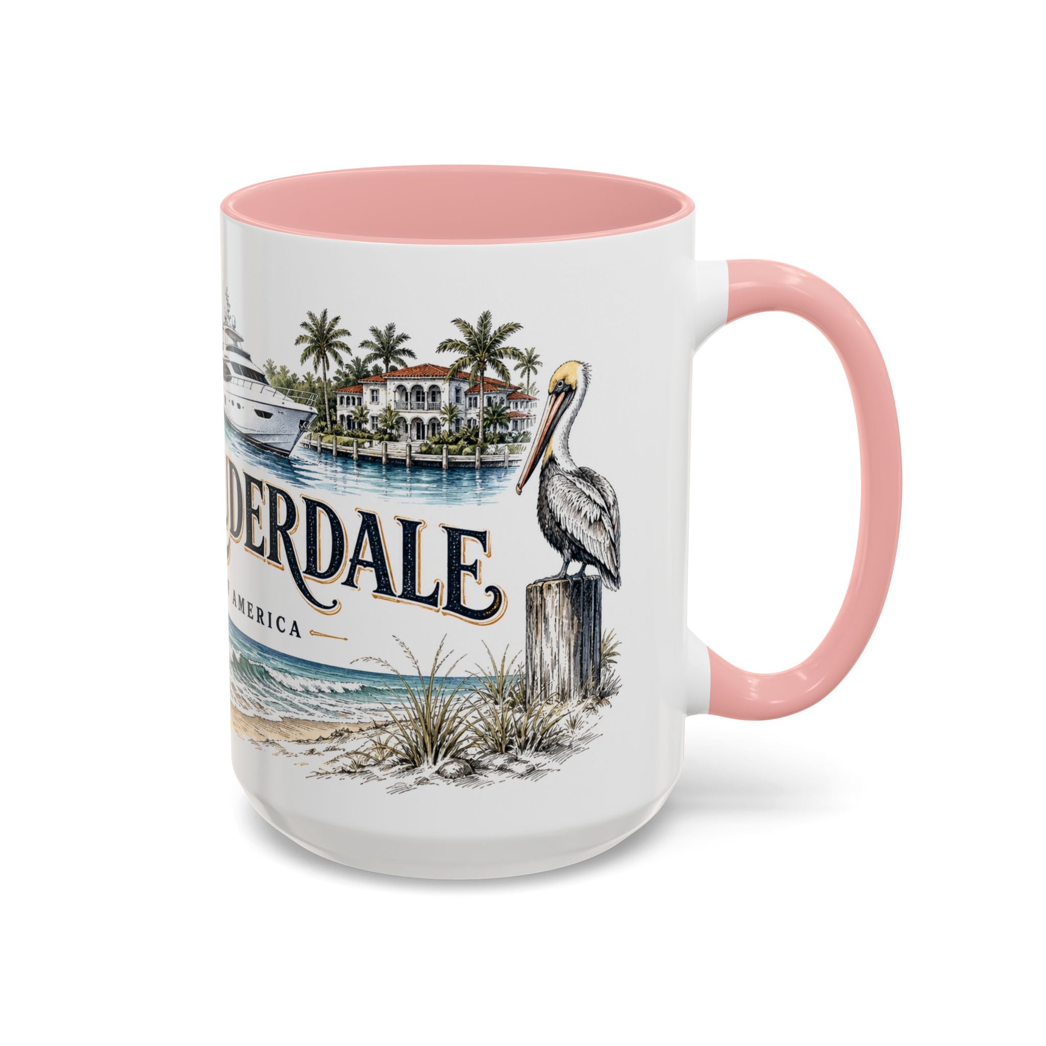 Fort Lauderdale Coffee Mug | United States Travel Souvenir | Vintage Illustrated City Gift | 11 oz 15 oz Accent Mug