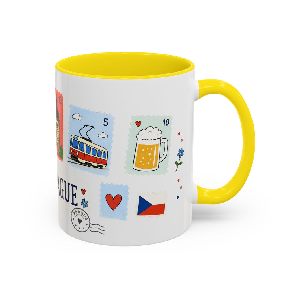 Prague Coffee Mug | Postage Stamp Collage Mug | Travel Souvenir Accent Cup 11oz 15oz