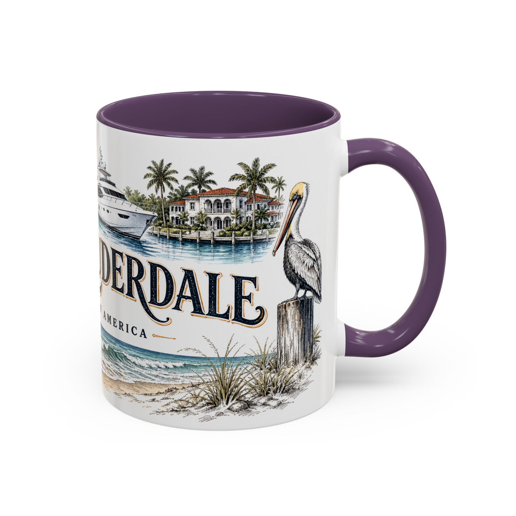 Fort Lauderdale Coffee Mug | United States Travel Souvenir | Vintage Illustrated City Gift | 11 oz 15 oz Accent Mug