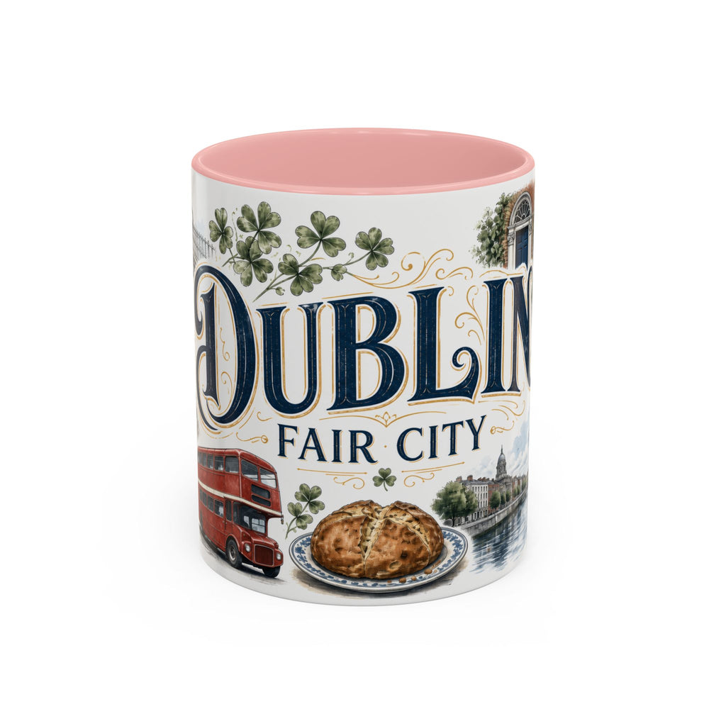 Dublin Coffee Mug | Ireland Travel Souvenir | Vintage Illustrated City Gift | 11 oz 15 oz Accent Mug