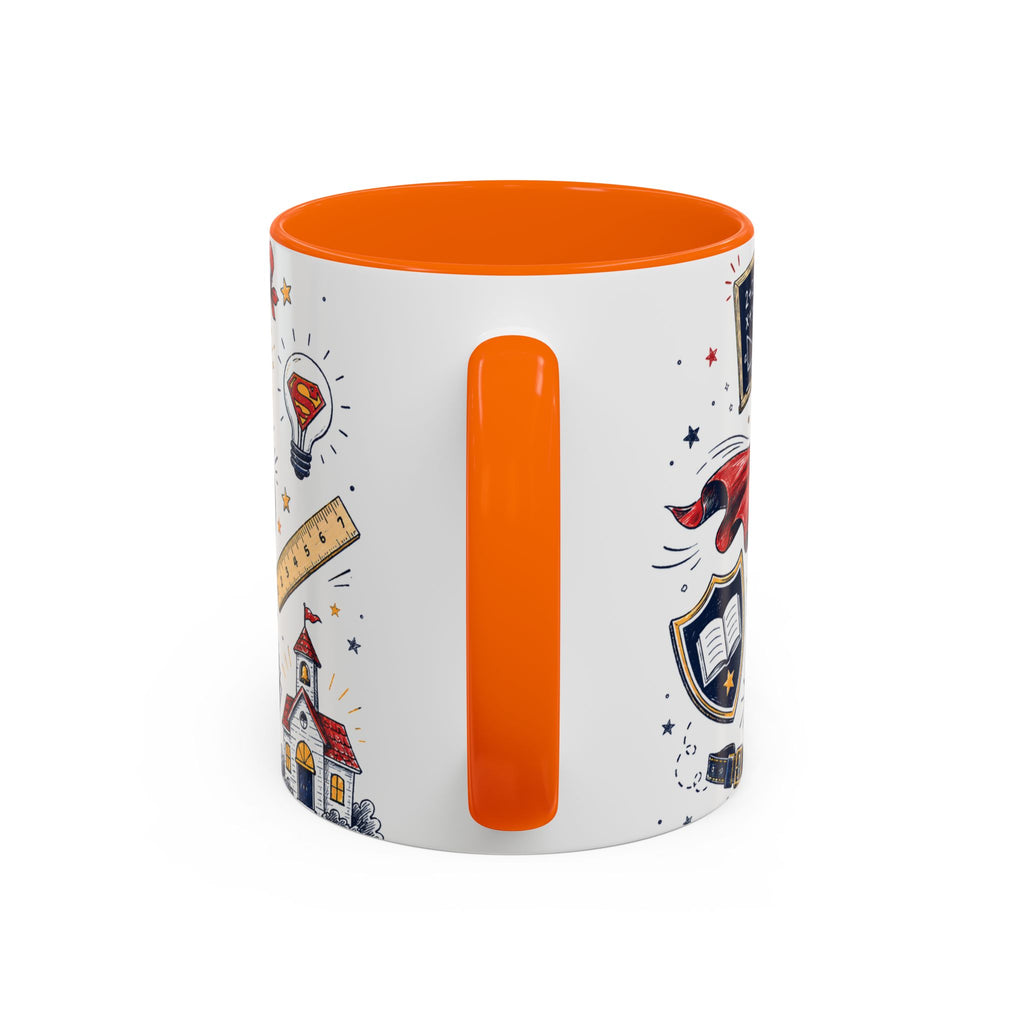 Super Teacher Coffee Mug | All Heroes Wear Capes Teacher Gift | Accent Color Ceramic 11oz 15oz