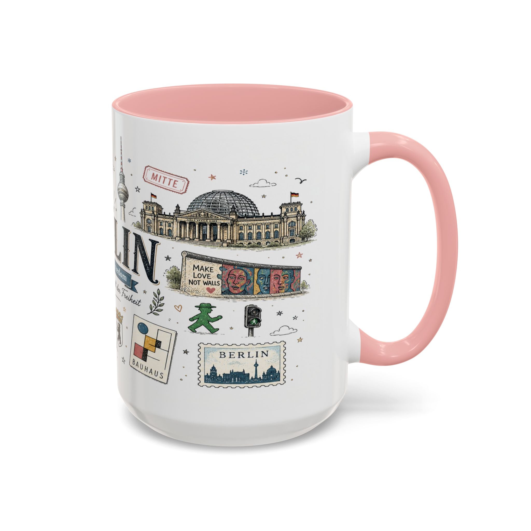 Berlin Coffee Mug | Germany Souvenir Travel Gift | Accent Color Ceramic 11oz 15oz