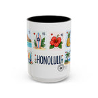 Honolulu Coffee Mug | Postage Stamp Collage Mug | Travel Souvenir Accent Cup 11oz 15oz