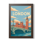 London Westminster United Kingdom Framed Poster | Vintage Travel Wall Art | Black Walnut White Frame | 16x24 20x30