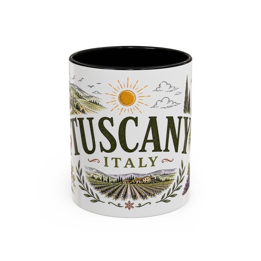 Tuscany Coffee Mug | Travel Destination Souvenir Gift | Accent Color Ceramic 11oz 15oz