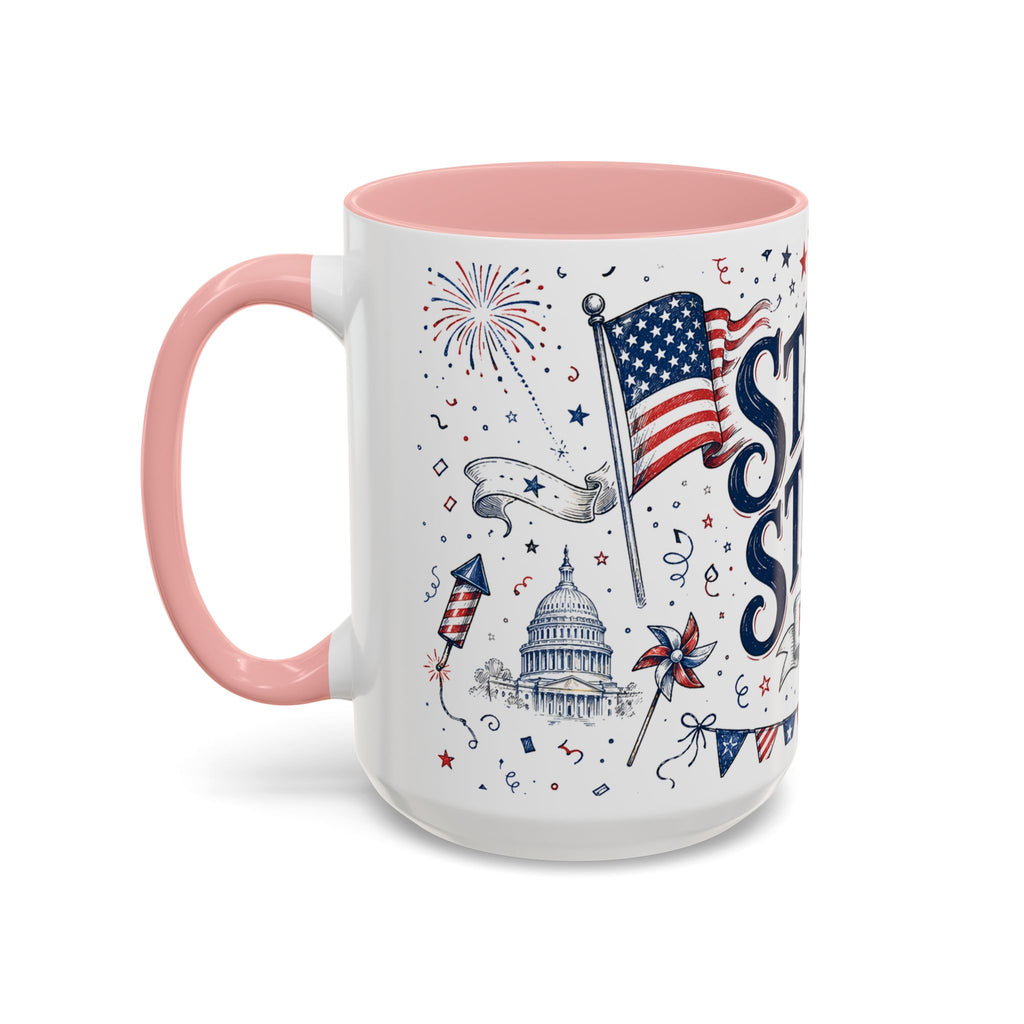 Stars and Stripes Forever Coffee Mug | Patriotic 4th of July Gift | Accent Color Ceramic 11oz 15oz