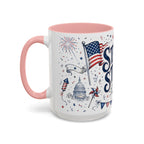 Stars and Stripes Forever Coffee Mug | Patriotic 4th of July Gift | Accent Color Ceramic 11oz 15oz