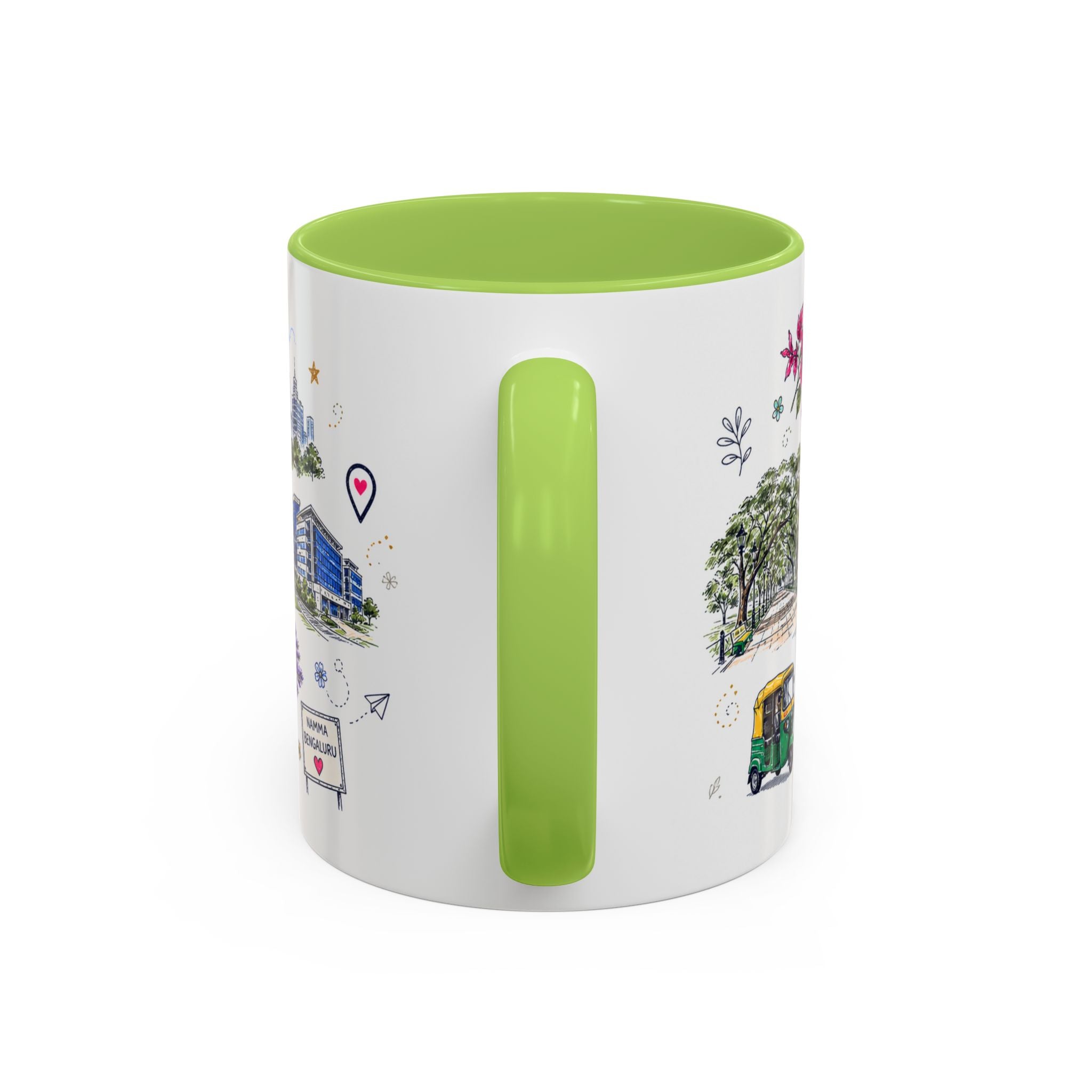 Bangalore Coffee Mug | India Souvenir Travel Gift | Accent Color Ceramic 11oz 15oz