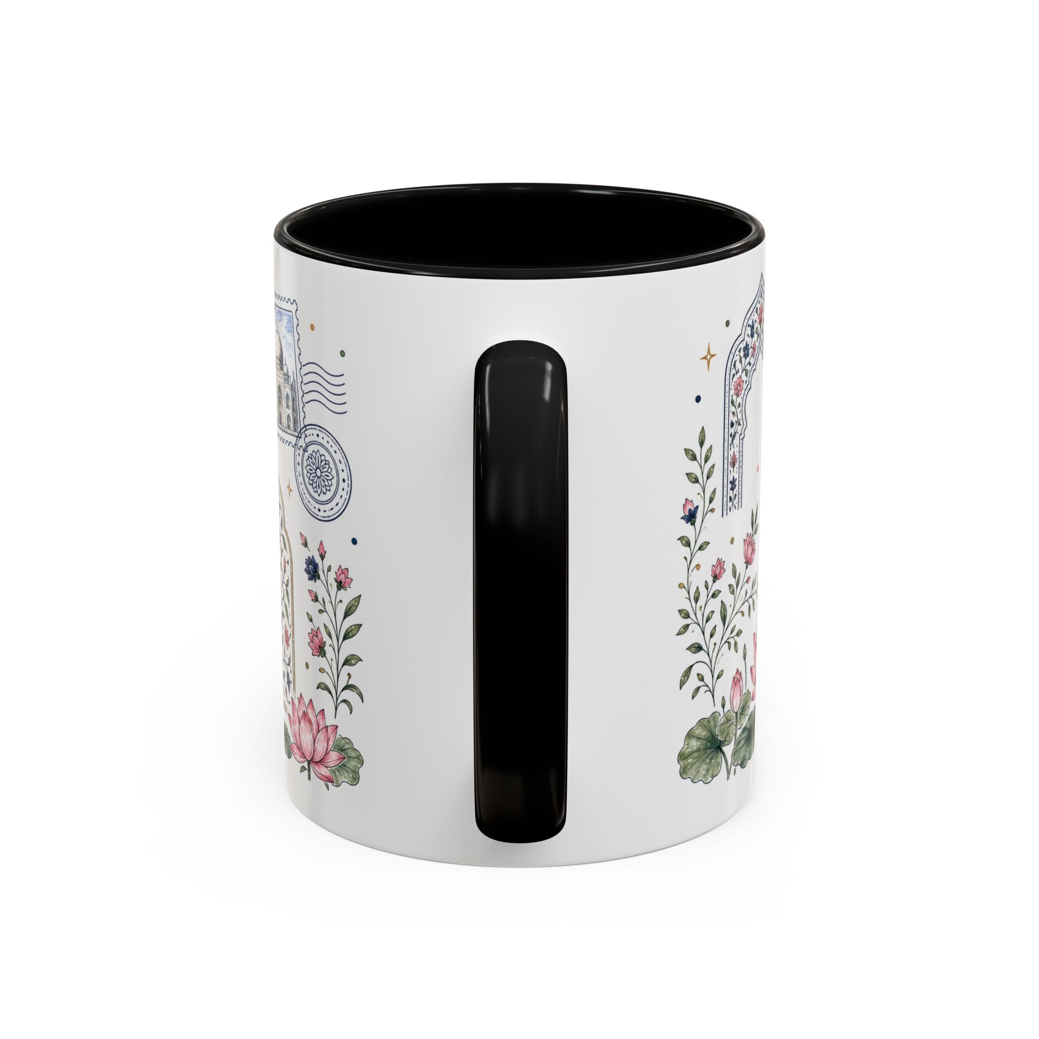 Taj Mahal Coffee Mug | Travel Destination Souvenir Gift | Accent Color Ceramic 11oz 15oz