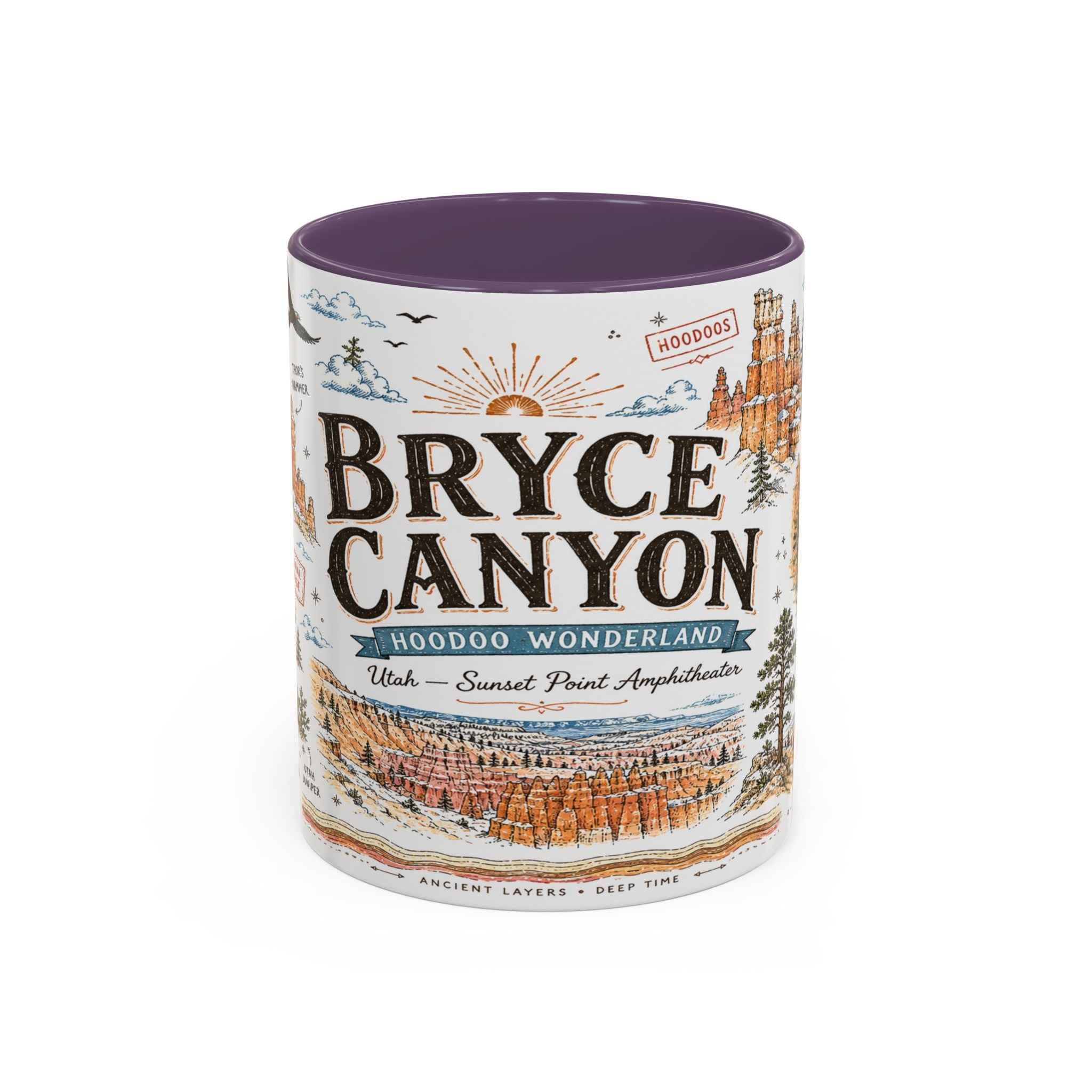 Bryce Canyon Coffee Mug | National Park Hiking Utah Gift | Accent Color Ceramic 11oz 15oz