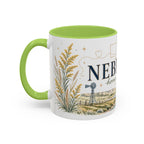 Nebraska State Mug | Moving Away, Long Distance Friendship Gift | Botanical Landscape Accent Mug