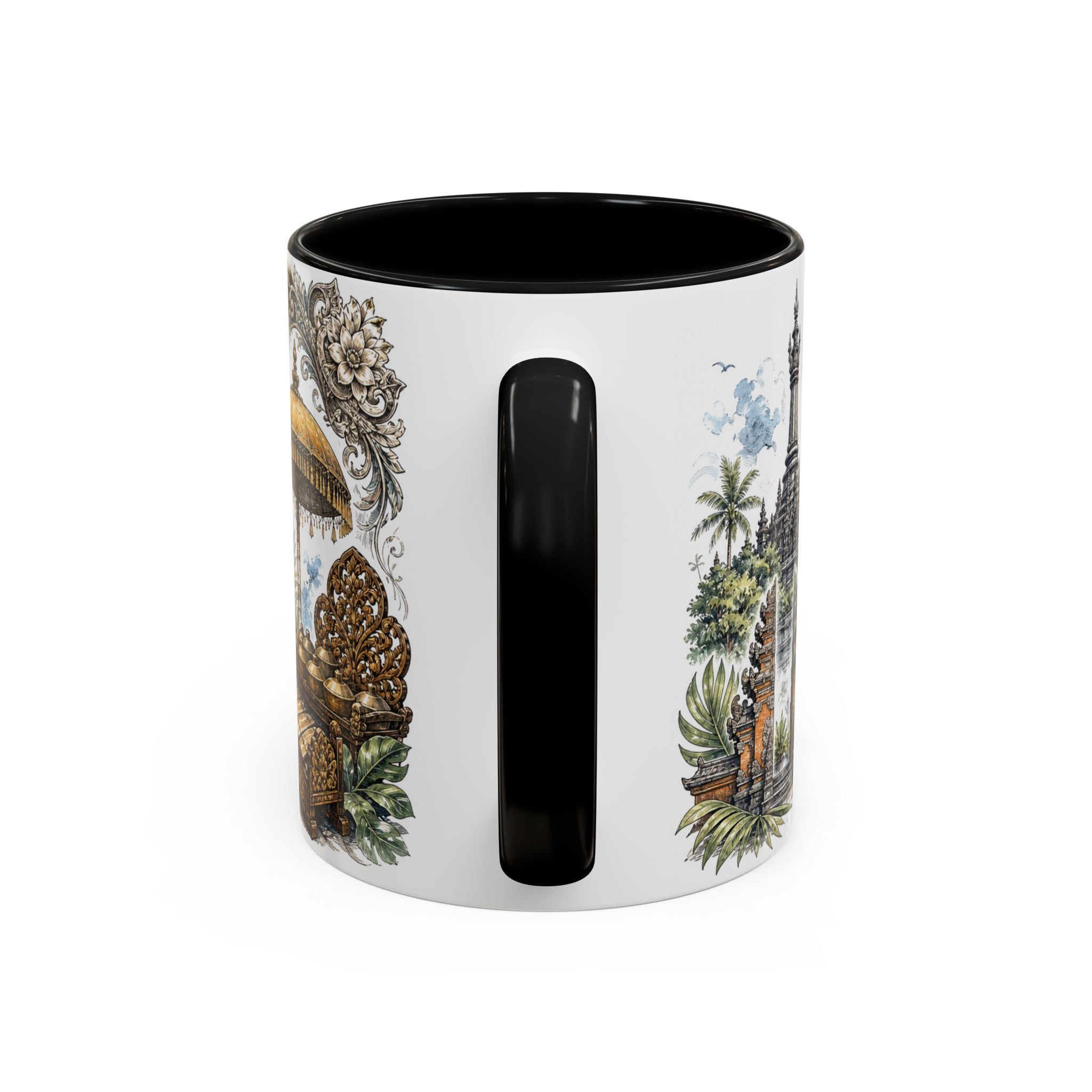 Denpasar Coffee Mug | Indonesia Travel Souvenir | Vintage Illustrated City Gift | 11 oz 15 oz Accent Mug