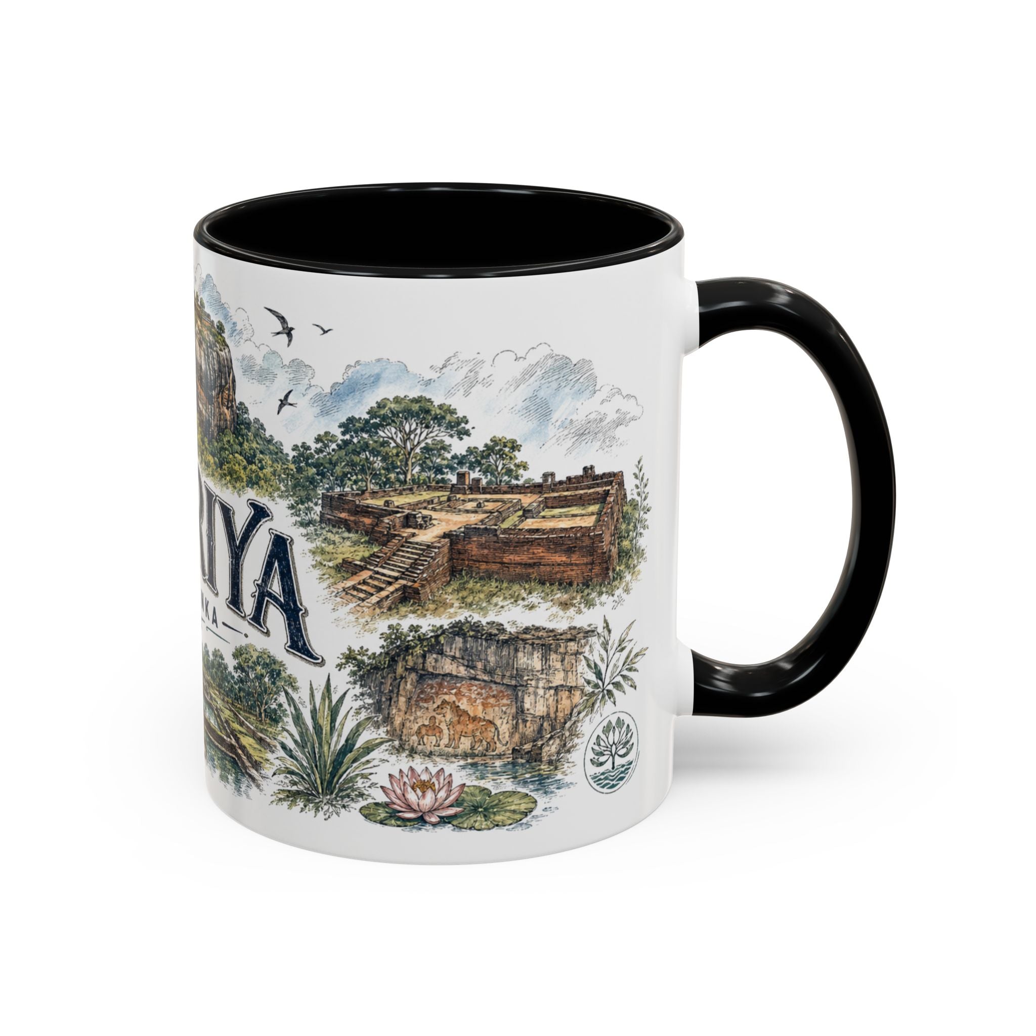 Sigiriya Mug, Sri Lanka Travel Souvenir, Bucket List Gift, Accent Ceramic Coffee Mug 11oz 15oz