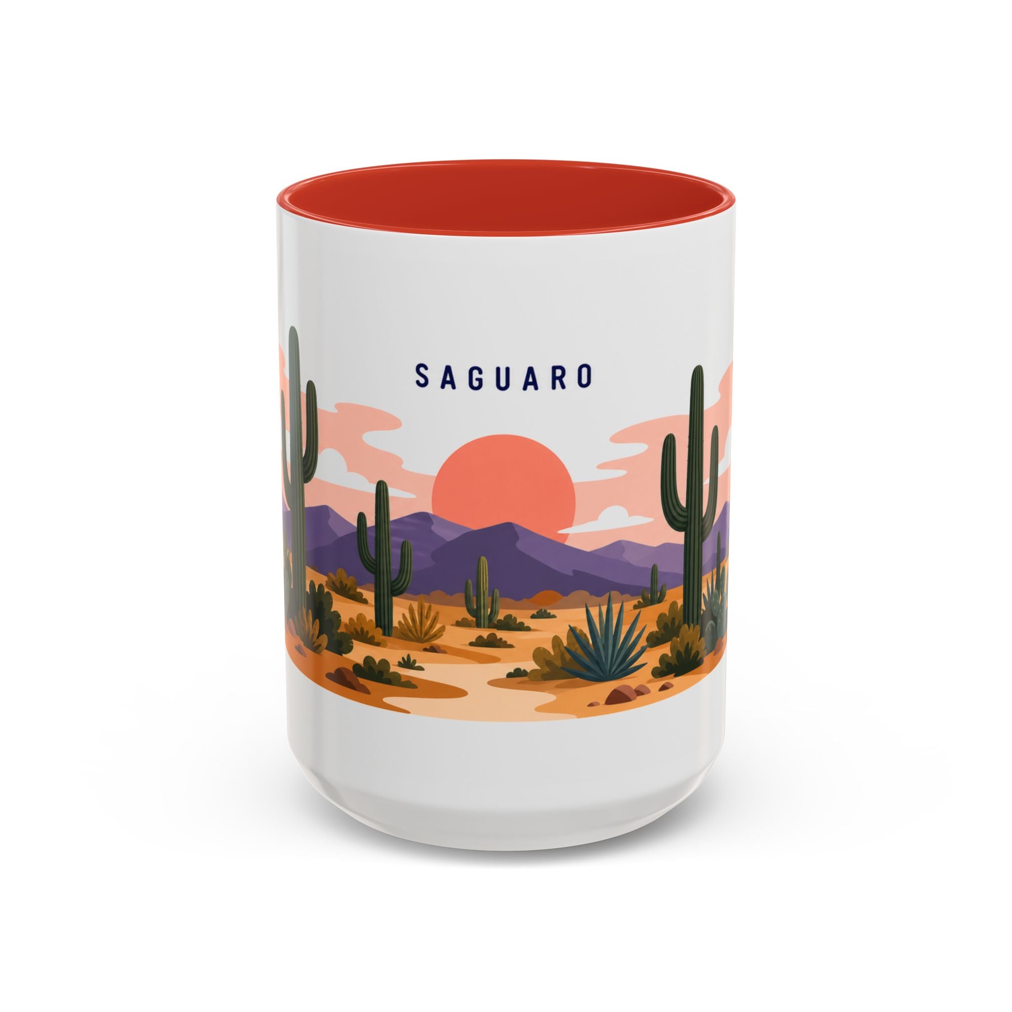 Saguaro National Park Coffee Mug | Solid Color Block Park Souvenir | 11oz 15oz Accent Mug