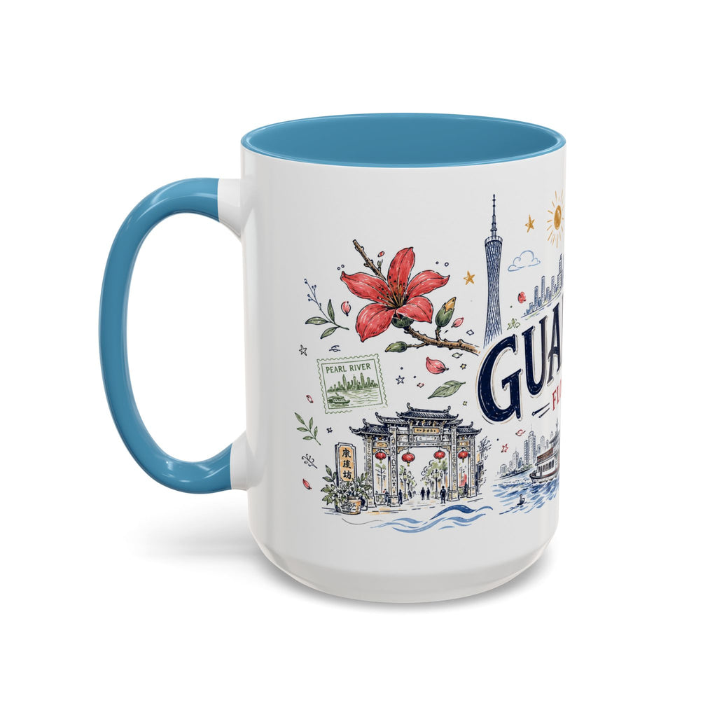 Guangzhou Coffee Mug | China Souvenir Travel Gift | Accent Color Ceramic 11oz 15oz