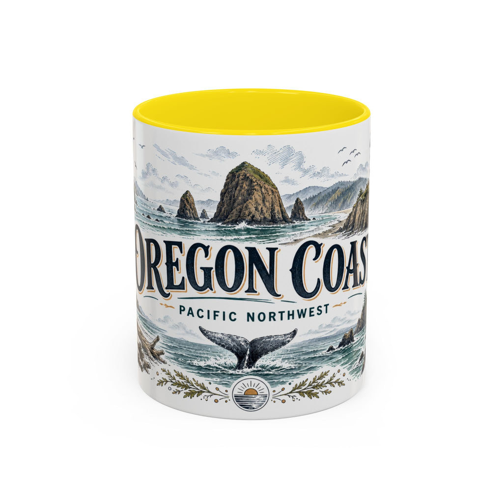 Oregon Coast Mug, Pacific Northwest Travel Souvenir, Bucket List Gift, Accent Ceramic Coffee Mug 11oz 15oz