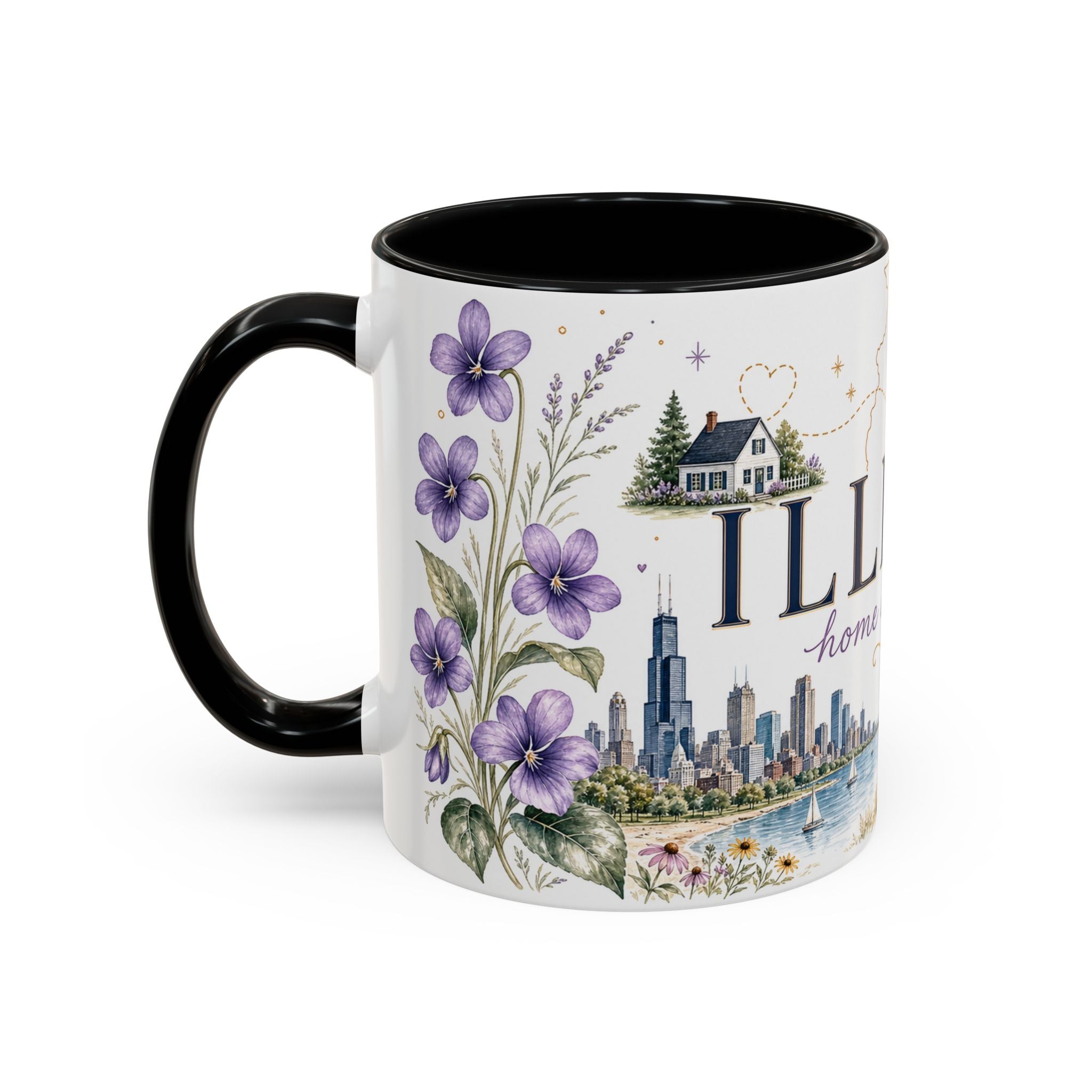 Illinois State Map Mug | Botanical Travel Sketch, Moving Away Gift (11oz 15oz)