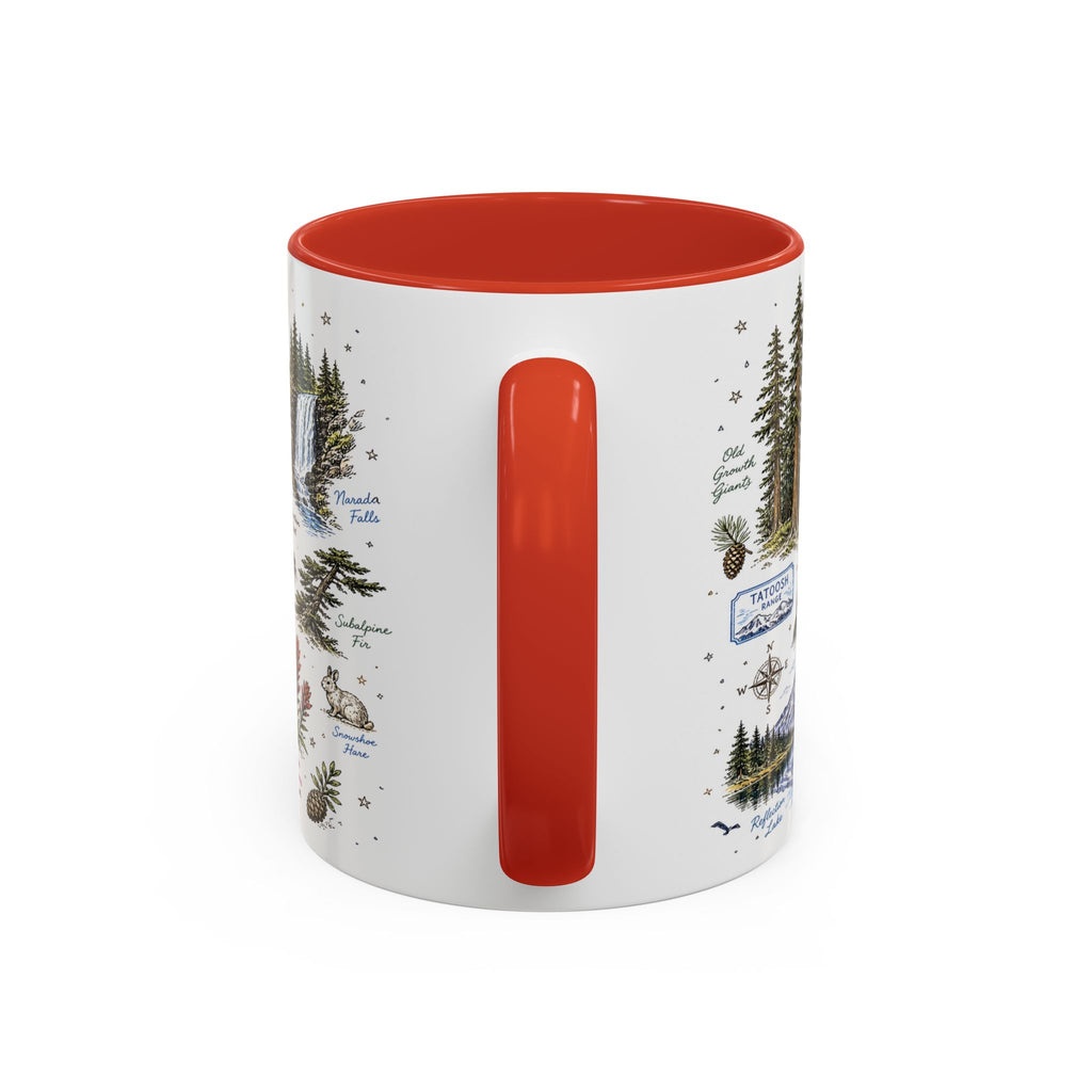 Mount Rainier Coffee Mug | National Park Hiking Washington Gift | Accent Color Ceramic 11oz 15oz