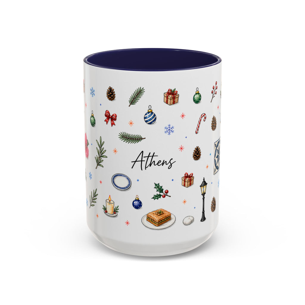 Athens Christmas Mug | Watercolor City Souvenir, Travel Gift (11oz/15oz)