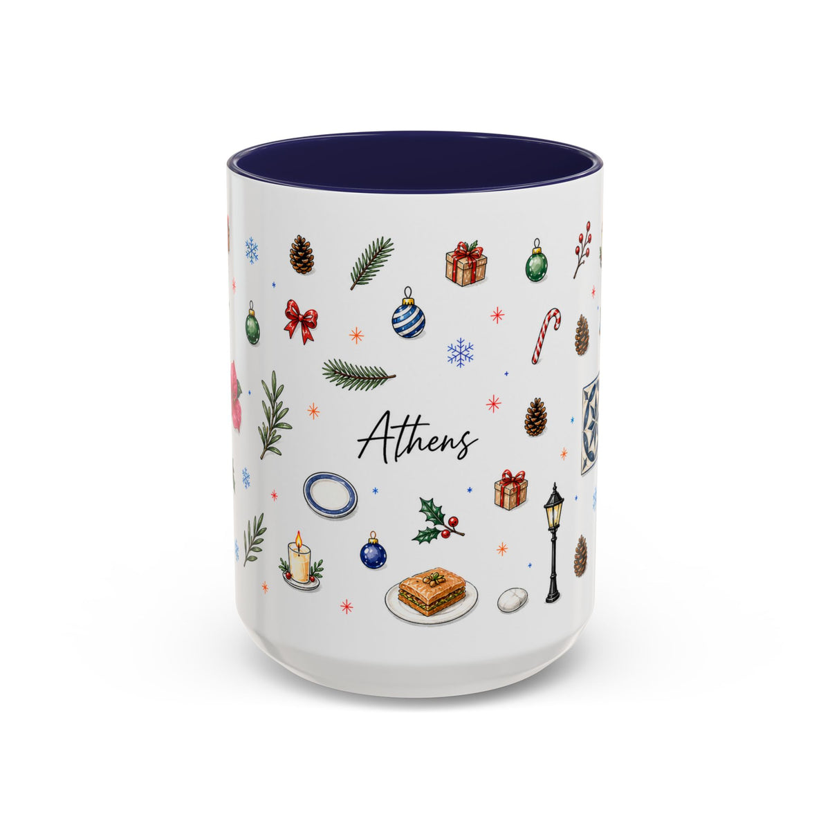 Athens Christmas Mug | Watercolor City Souvenir, Travel Gift (11oz/15oz)