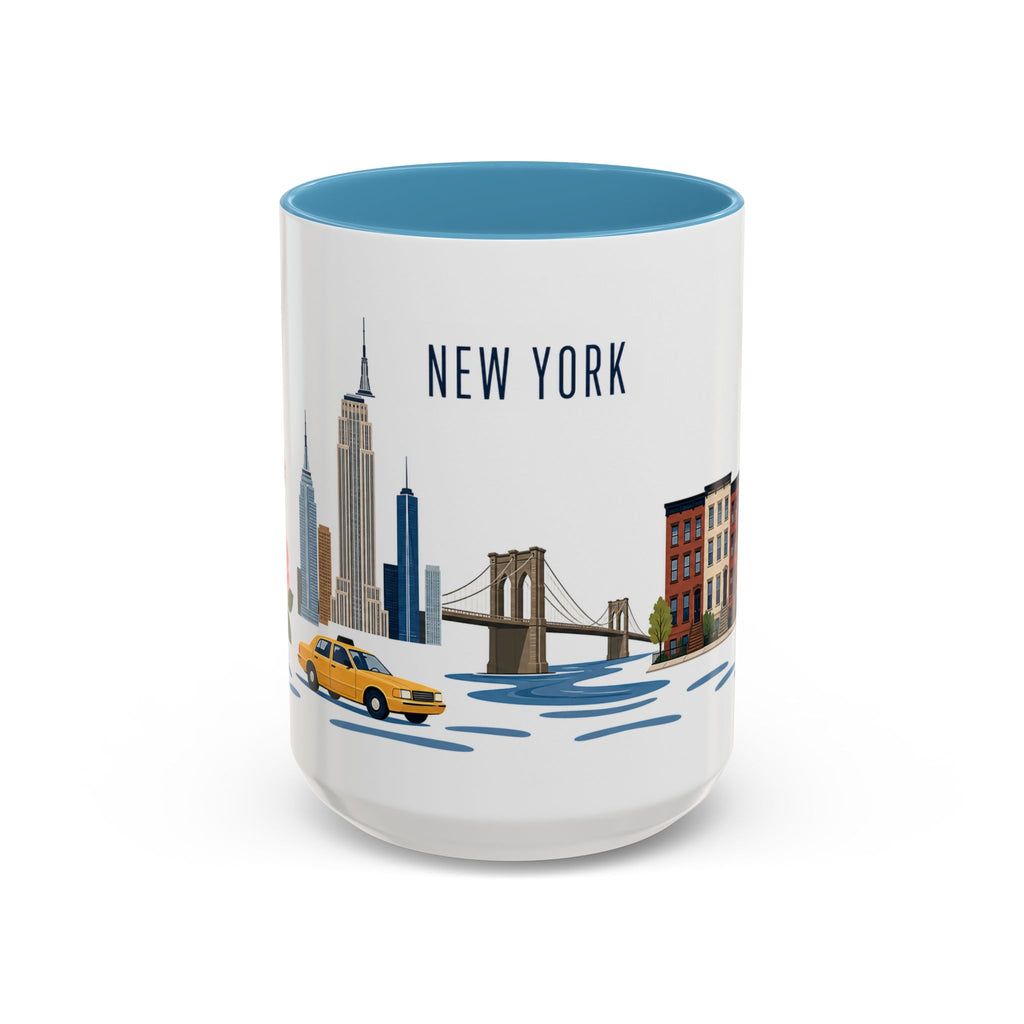 New York Coffee Mug | United States Travel Souvenir | Porcelain Decal City Gift | 11oz 15oz Accent Mug