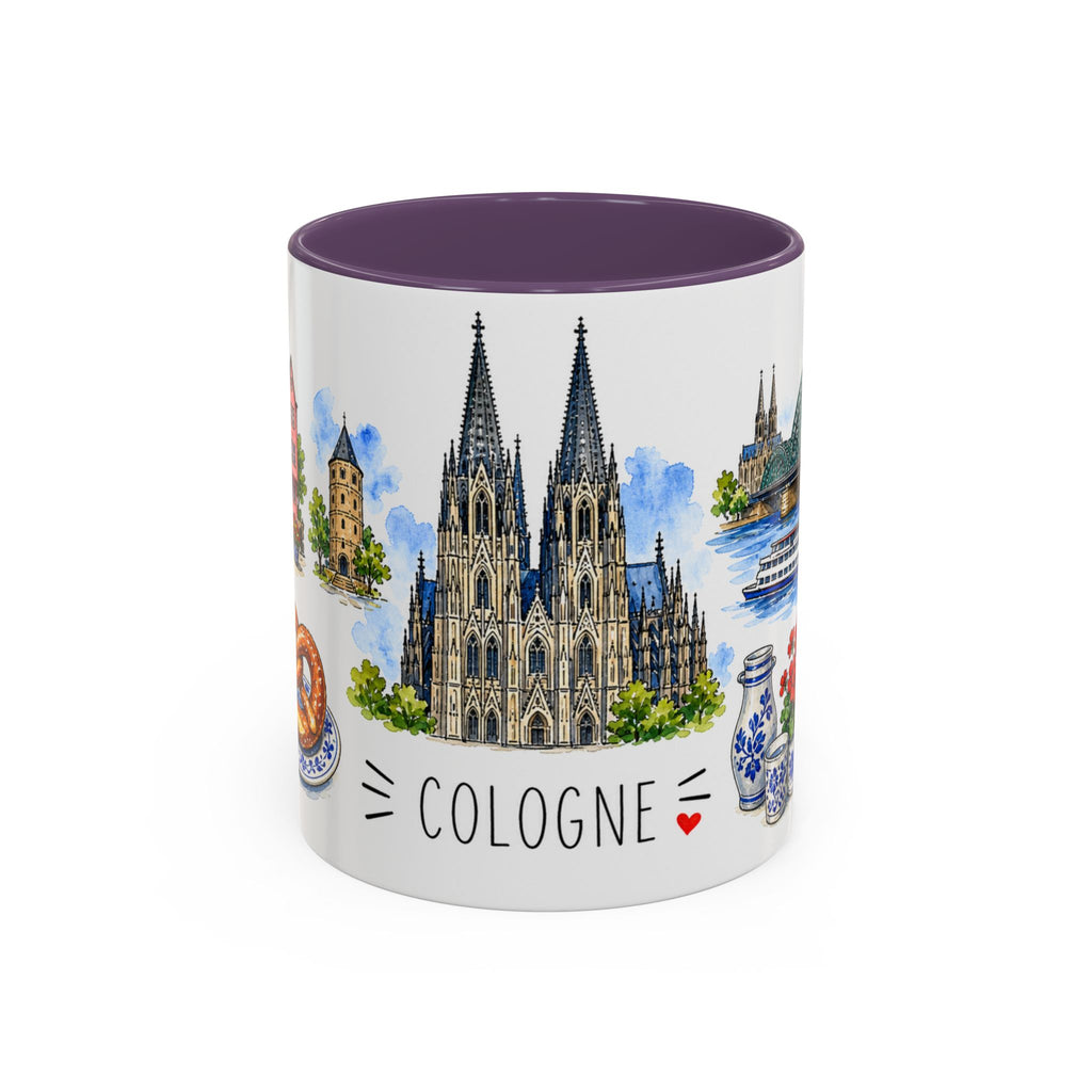 Cologne Illustrated Travel Mug | City Souvenir Accent Coffee Mug | 11oz 15oz Ceramic Cup