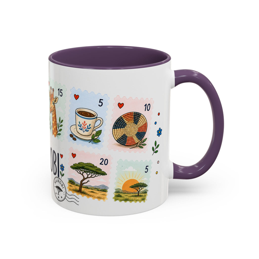 Nairobi Coffee Mug | Postage Stamp Collage Mug | Travel Souvenir Accent Cup 11oz 15oz