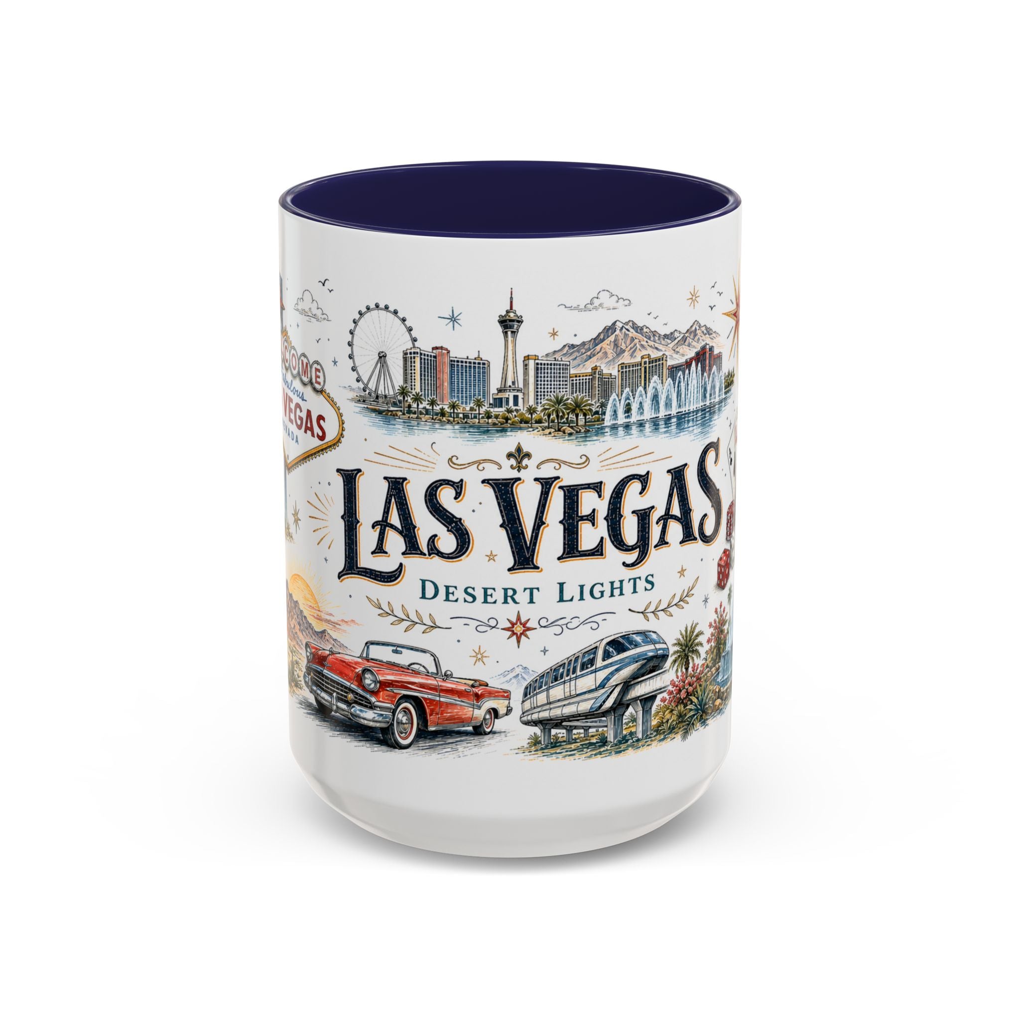 Las Vegas Coffee Mug | United States Travel Souvenir | Vintage Illustrated City Gift | 11 oz 15 oz Accent Mug