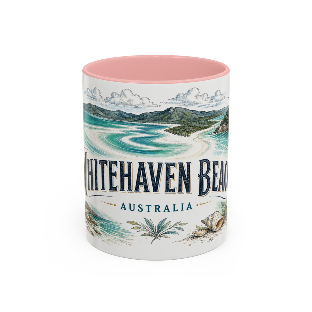 Whitehaven Beach Mug, Australia Travel Souvenir, Bucket List Gift, Accent Ceramic Coffee Mug 11oz 15oz
