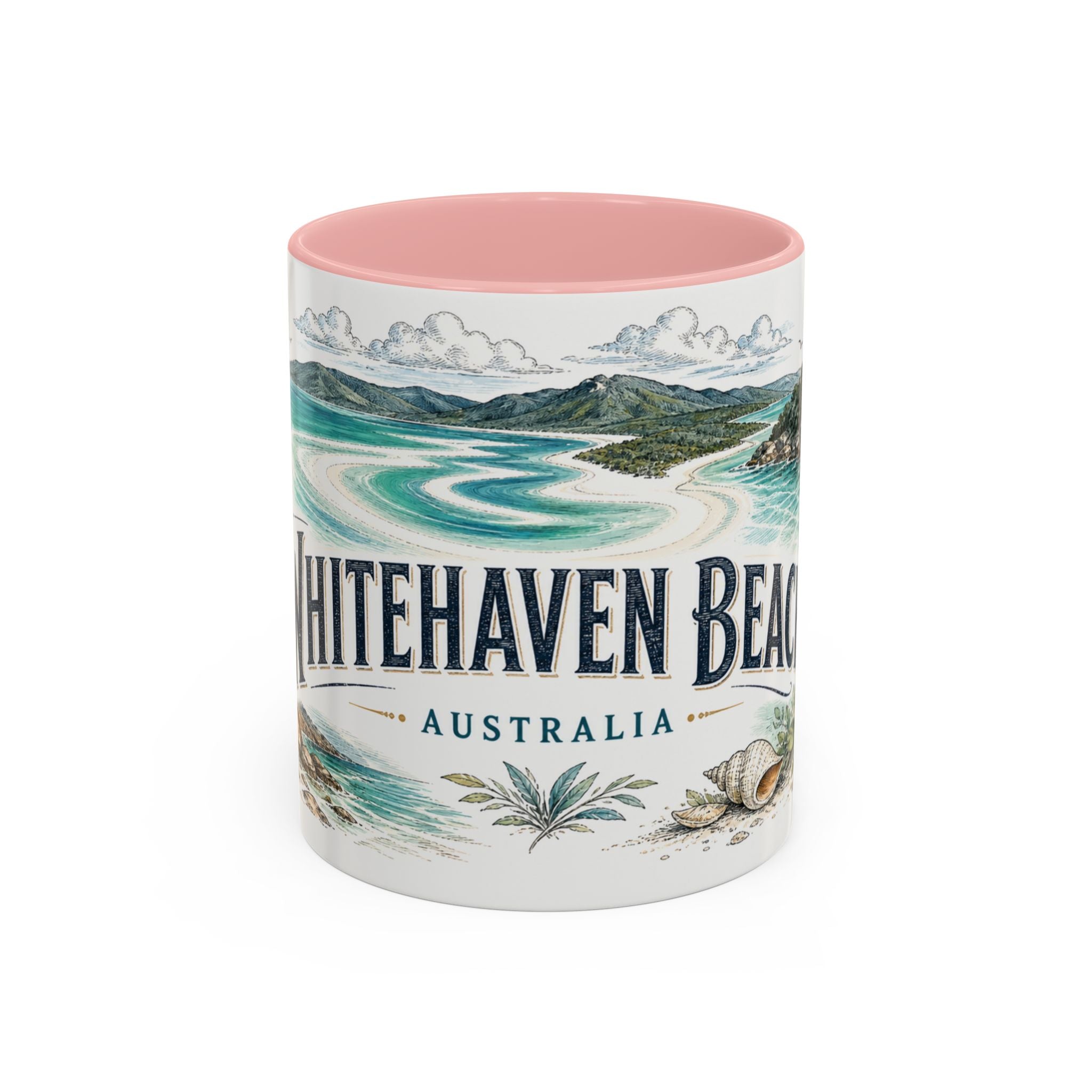 Whitehaven Beach Mug, Australia Travel Souvenir, Bucket List Gift, Accent Ceramic Coffee Mug 11oz 15oz