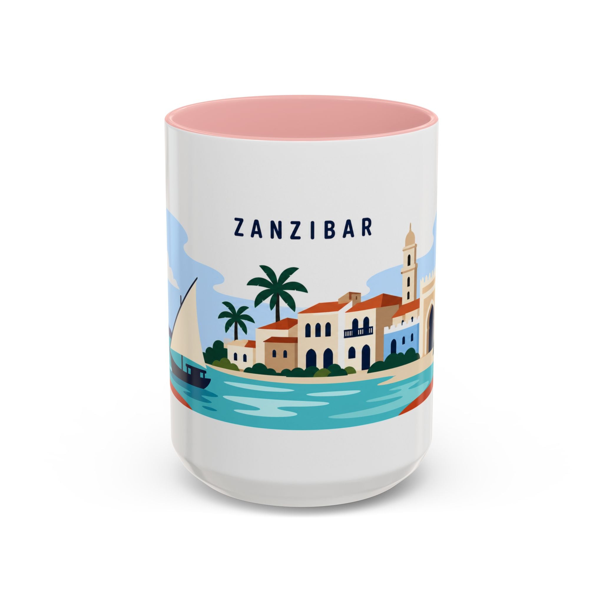 Zanzibar Coffee Mug | Travel Destination Souvenir Gift | Accent Color Ceramic 11oz 15oz