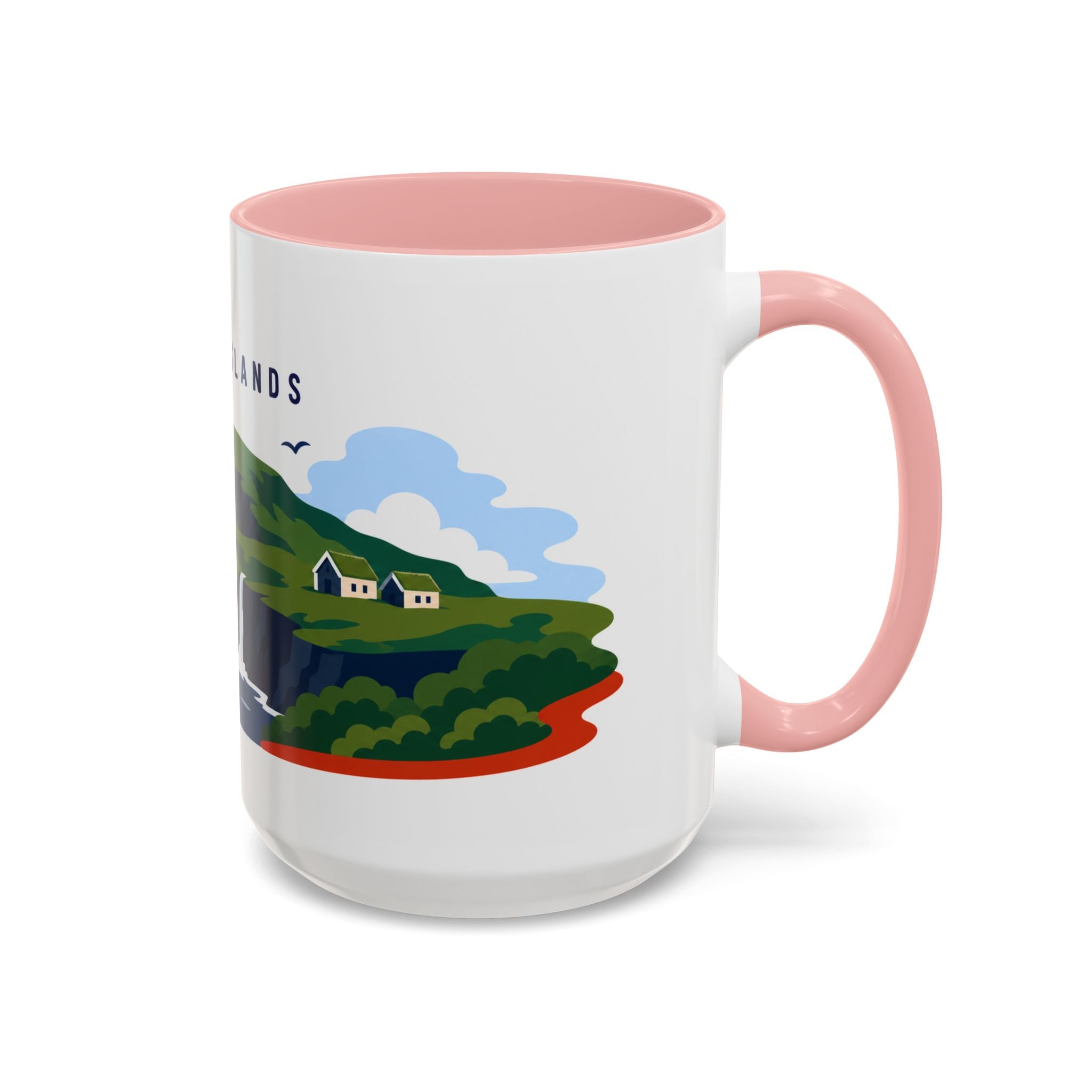 Faroe Islands Coffee Mug | Travel Destination Souvenir Gift | Accent Color Ceramic 11oz 15oz